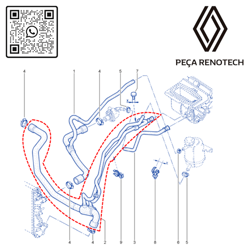 RN 045843-X 8200045843 MANGUEIRA INF. DO RADIADOR MOT 1.0 16V D4D CL IIKAN SAR - 5